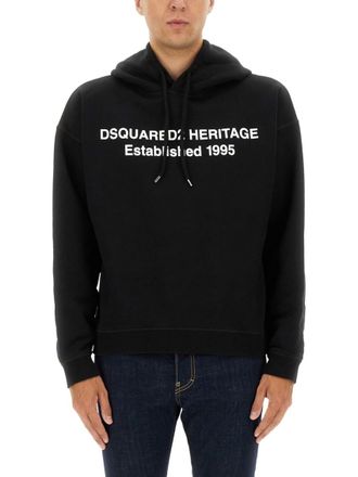 Dsquared2 Black Graphic Hood Sweatshirt