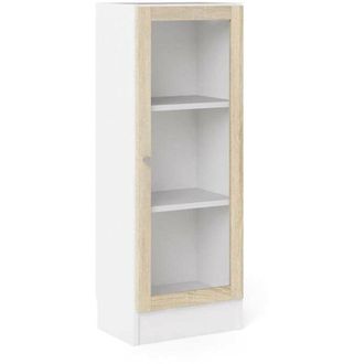 Dmora Dmora - Estante Para Libros Goring, Estante De Oficina, Porta Libros M&oacute;vil, Biblioteca, 41x28 H107 Cm, Blanco Y Roble