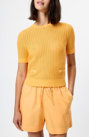French Connection Mozart Micro Scallop Stitch Top in Clementine at Nordstrom, Size X-Small