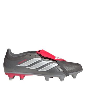 adidas Mens Predator Fold Over Tongue Academy Soft Ground Football Boots in Grey/Red - Size UK 11.5