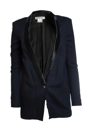 Helmut Lang Blue blazer with ponyskin revert