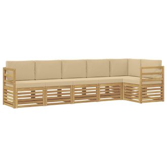 vidaXL Conjunto De Sof&aacute;s De Exterior 6 Pcs Y Beige 306 X 128,5 X 73 Cm Vidaxl