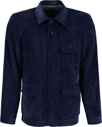 Autore Jassen, Heren, Blauw, M, Leer, Giacca Hanks In Velluto A Coste