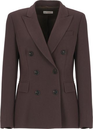 Alberto Biani Brown Double-Breasted Classic Lapel Tailored Jacket