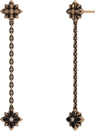 John Richmond Hangende Bloem Oorbellen - Dames - Oorbellen - Bruin - ONE Size - Leer - Accessoires