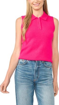 CeCe by Cynthia Steffe Polo Sweater Vest in Electric Pink at Nordstrom, Size X-Small