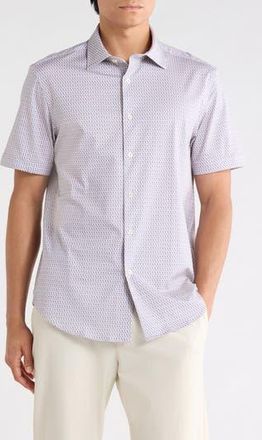 Bugatchi Short Sleeve Woven Shirt in Dusty Pink at Nordstrom Rack, Size Xxx-Large