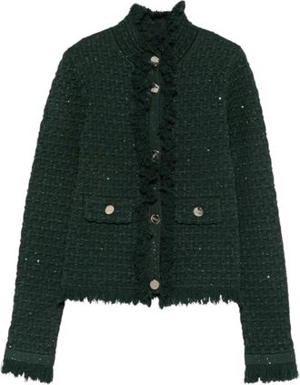 Liu Jo Ecs Giacca Maglia M/L Fitted - Dames - Vesten - Groen - S - Polyester - Truien & Vesten