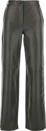 Antonelli Perlage Green Pants With Belt Loops And Elastic Waist On The Rear In Leather Woman