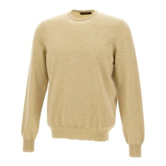 Gran Sasso Cashmere Knitwear, male, Beige, L, Cashmere Crewneck Jumper