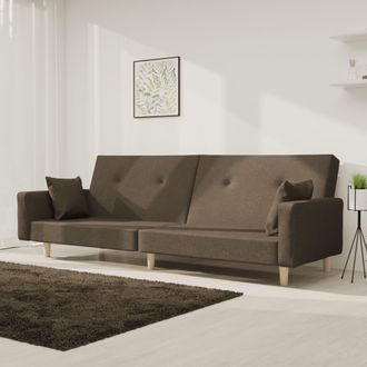 vidaXL Sof&aacute; Cama De 2 Plazas Con Dos Almohadas Tela Gris Taupe Vidaxl