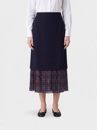 Dries Van Noten Gonna lunga a tubino double-layer a quadri in misto seta