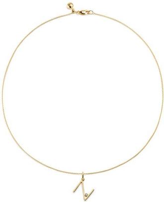 Monica Vinader Diamond Initial Pendant Necklace in 18K Gold Vermeil N at Nordstrom