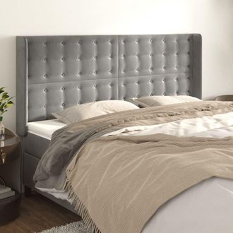 vidaXL Cabecero Con Orejas De Terciopelo Gris Claro 203x16x118/128 Cm Vidaxl