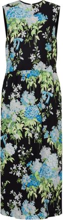 Moschino Abito midi smanicato a fiori - Nero