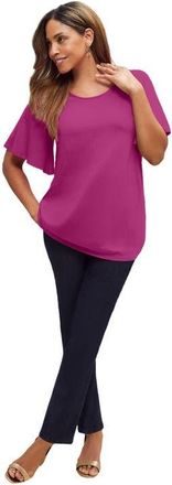 Jessica London Stretch Knit Flutter Sleeve Tunic in Raspberry at Nordstrom, Size Medium