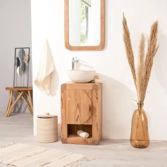 Wanda Collection Wanda Collection - Mueble Peque&ntilde;o De Cuarto De Ba&ntilde;o O Wc 44 Cm De Teca Maciza