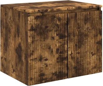 vidaXL Mueble De Ba&ntilde;o Montado En La Pared Roble Ahumado Vidaxl