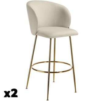 TecTake 2 taburetes altos aterciopelados de 51 x 60 x 106 cm, crema/oro