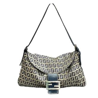Fendi Pre-owned Shoulder Bags, female, Beige, Size: ONE SIZE Pre-owned Mamma Baguette Zucchino Canvas Tote Bag