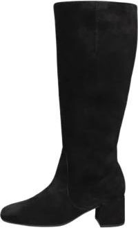 Gabor Zwarte Suede Knielaarzen - Dames - Hoge Laarzen - Zwart - 37 1/2 EU - Schoenen