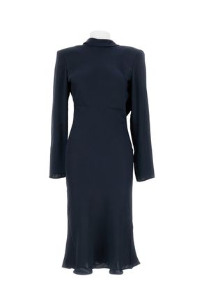 Rotate Draped Satin Midi Dress