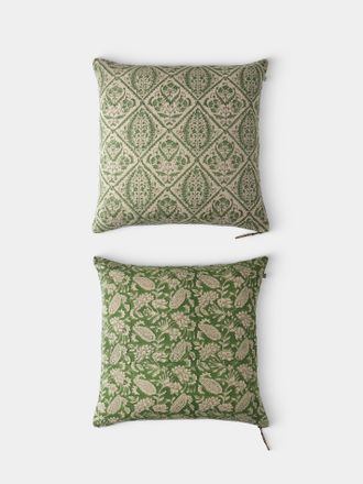 Chamois Block-Printed Linen Cushions - 19.5in/50cm (Set of 2)