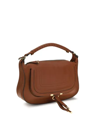 Chlo&eacute; Womens Marcie Small Shoulder Bag Clay Brown Calf Leather Bos Taurus