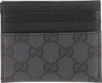 Gucci Mens Card Holder Black Leather Black-Black Wallets & Cardholders Black/black