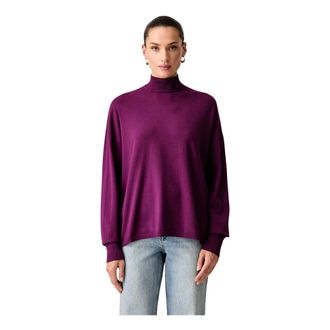 Trussardi Truien & Vesten, Dames, Paars, XS, Nylon, Gladde Viscose Turtleneck Trui