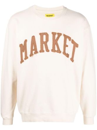 Market Sweater met geborduurd logo - Beige