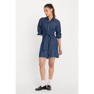 Good American Womens Denim Wrap Shirt Dress | Indigo, Size Medium | Good American by Khlo&Egrave; Kardashian