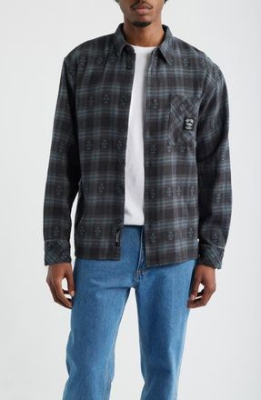 Rip Curl Liquid Trips Flannel Long Sleeve Button-Up Shirt in Washed Black at Nordstrom, Size Xx-Large
