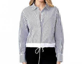 Go Silk Go Stringing Me Along Shirt In Black White Stripe
