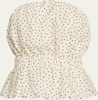 Aexae Strapless Polka Dot Linen Top