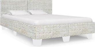 vidaXL Vidaxl - Estructura De Cama Sin Colch&oacute;n Rat&aacute;n Natural Gris 140x200 Cm