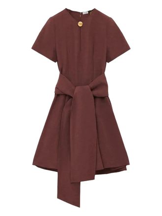 Loewe Pebble Anagram mini dress - women - Viscose/Linen/Flax - 36 - Brown