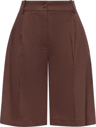 Pinko Bryana Bermuda Lino Stretch - Dames - Korte Broeken - Bruin - S - Linnen - Korte Broeken