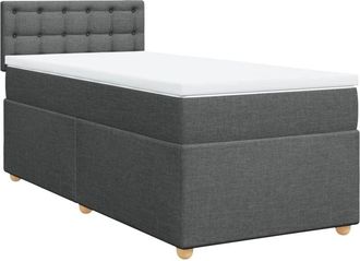 vidaXL Vidaxl - Cama Box Spring Con Colch&oacute;n Tela Gris Oscuro 90x200 Cm