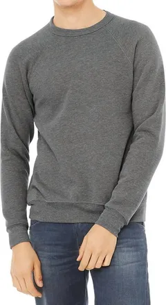 Bella + Canvas Unisex Sponge Fleece Raglan Crewneck Sweatshirt In Deep Heather