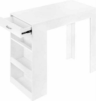 Woltu Tavolo da bar con 1 Cassetto e 3 Ripiani,Bancone stile bar,Tavolo cucina, Bianco - Woltu