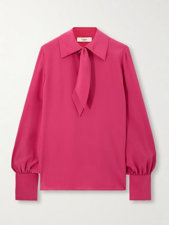 Chlo&eacute; Blusa In Cr&ecirc;pe De Chine Con Fiocco - Rosa