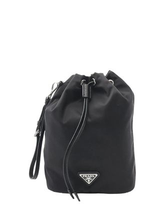 Prada 2013-2025 Tessuto Drawstring pouch - women - Nylon/Leather - One Size - Black