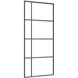 vidaXL Vidaxl - Puerta Corredera Esg Vidrio Y Aluminio Negra 90x205 Cm