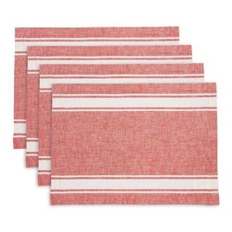 Solino Home Linen Placemats - Country Stripe in Red at Nordstrom, Size Medium