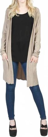 Papillon Soft Textured Cardigan With Pockets In Khaki