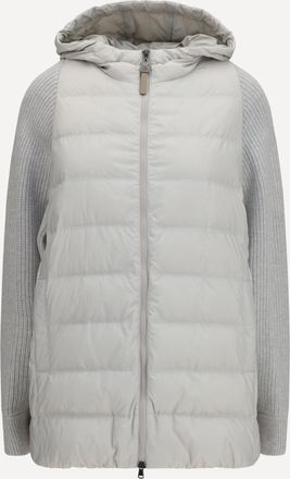 Brunello Cucinelli Giacca Piumino lunga con catena monili Woman 40