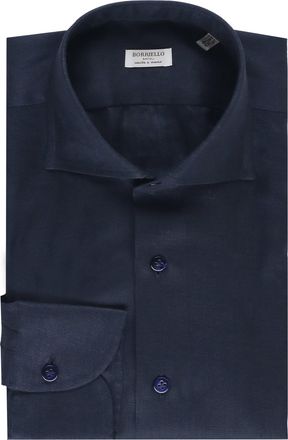 Borriello Navy Blue Linen Casual Shirt