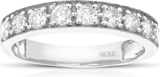 Vir Jewels 1 cttw Diamond Wedding Band For Women, Milgrain Diamond Wedding Band in 14K Gold Prong Set