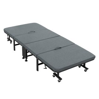 ECD Germany Ecd Germany - Cama Plegable Para Invitados 80 X 190 Cm Individual Con Colch&oacute;n/coj&iacute;n Con 8 Ruedas, Estructura De Acero Muy Resistente Y Estable Capacid
